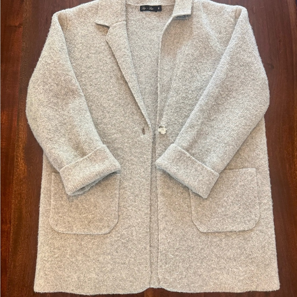 Lyla + Luxe Grey Wool Blend Coatigan (Size M)